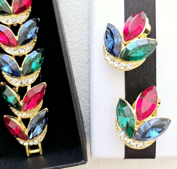 Bright costume jewellery set with Swarovski cryst… - image 4