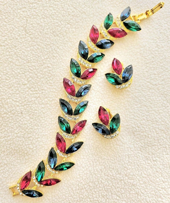 Bright costume jewellery set with Swarovski cryst… - image 6