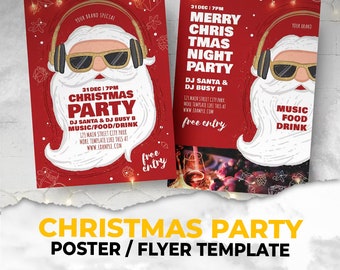 Christmas Party Poster | Christmas Flyer Template | Christmas Party Template | Christmas Party Card | Christmas Invitation Card Party | PSD