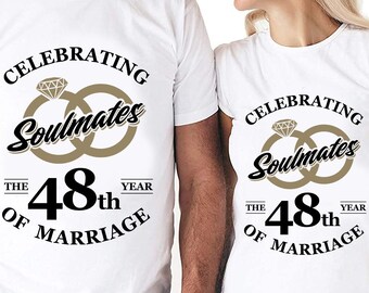 Soulmates Celebrating The 48th Year Of Marriage Cut Files | Cricut | Silhouette Cameo | Svg Cut File | Digital File | PDF | Eps | DXF | PnG