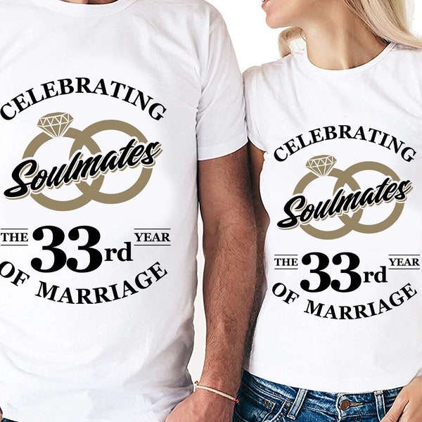 Soulmates Celebrating The 33rd Year Of Marriage Cut Files | Cricut | Silhouette Cameo | Svg Cut File | Digital File | PDF | Eps | DXF | PnG