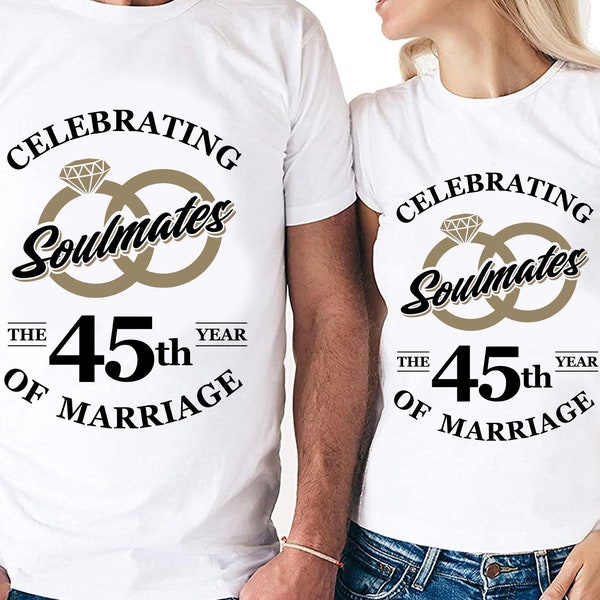Soulmates Celebrating The 45th Year Of Marriage Cut Files | Cricut | Silhouette Cameo | Svg Cut File | Digital File | PDF | Eps | DXF | PnG