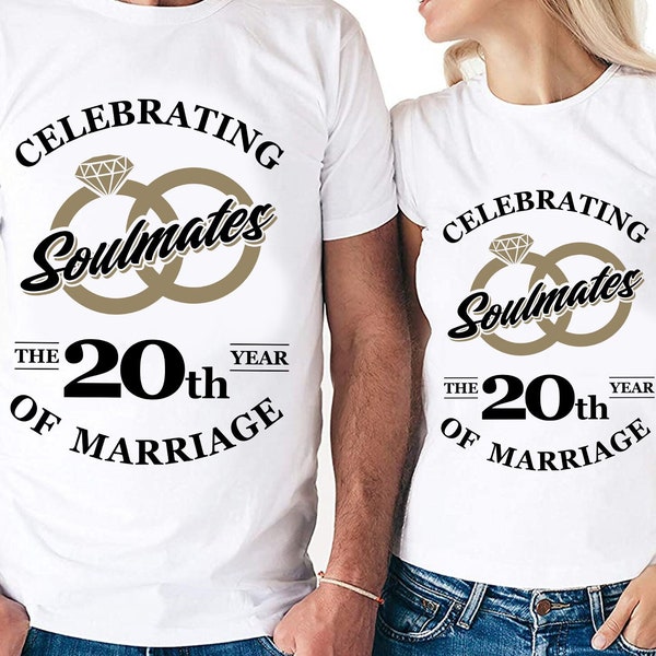 Soulmates Celebrating The 20th Year Of Marriage Cut Files | Cricut | Silhouette Cameo | Svg Cut File | Digital File | PDF | Eps | DXF | PnG