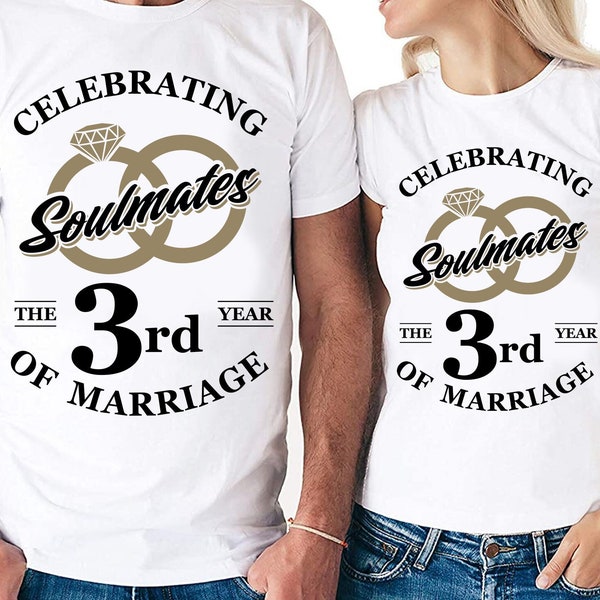 Soulmates Celebrating The 3rd Year Of Marriage Cut Files | Cricut | Silhouette Cameo | Svg Cut File | Digital File | PDF | Eps | DXF | PnG