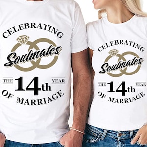 Almas gemelas celebrando el 14º año de matrimonio Cortar archivos / Cricut / Silhouette Cameo / Svg Cut File / Archivo digital / PDF / Eps / DXF / PnG