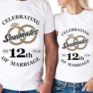 Almas gemelas celebrando el 12º año de matrimonio Cortar archivos / Cricut / Silhouette Cameo / Svg Cut File / Archivo digital / PDF / Eps / DXF / PnG