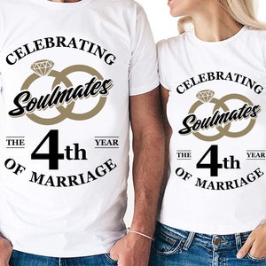 Almas gemelas celebrando el cuarto año de matrimonio Cortar archivos / Cricut / Silhouette Cameo / Svg Cut File / Archivo digital / PDF / Eps / DXF / PnG
