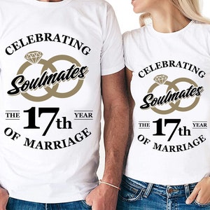 Almas gemelas celebrando el 17º año de matrimonio Cortar archivos / Cricut / Silhouette Cameo / Svg Cut File / Archivo digital / PDF / Eps / DXF / PnG