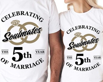 Soulmates Celebrating The 5th Year Of Marriage Cut Files | Cricut | Silhouette Cameo | Svg Cut File | Digital File | PDF | Eps | DXF | PnG