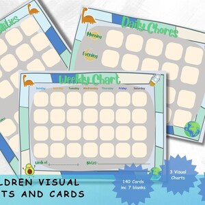 Visual Routine Boy Chart Daily Kids&#39; Schedules with Cards Morning Afternoon Evening Chore Chart Responsibilities Printables Toddler Autism