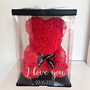 Rose Bear with Personalised Gift Box, Valentines Day Gift, Gifts for Her, Mother&#39;s Day Gift
