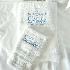 Embroidered Christening Baptism Towel Set