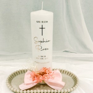 Christening Baptism Naming Day Candle With Florals
