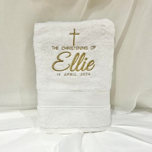 Embroidered Christening Baptism Bath Towel