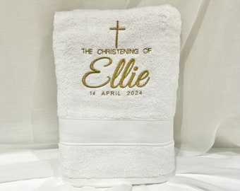 Embroidered Christening Baptism Bath Towel