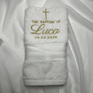 Embroidered Christening Baptism Hand Towel