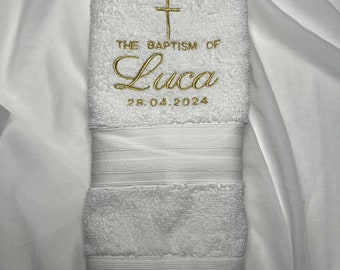 Embroidered Christening Baptism Hand Towel