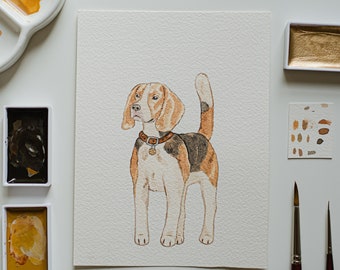 Custom Mini Watercolor Pet Portrait - Full Body