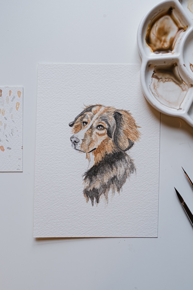 Custom Detailed Mini Watercolor Pet Portraits Face image 2