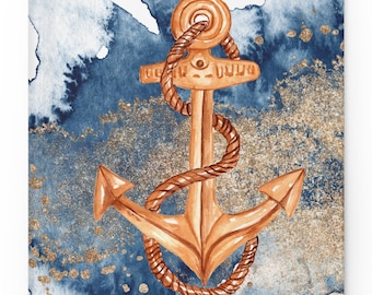 Ocean Watercolor Anchor Notebook: Aesthetic Summer Journal for Marine Enthusiasts, Gift for Beach Trips and Boat Lovers Travel Costal Notes