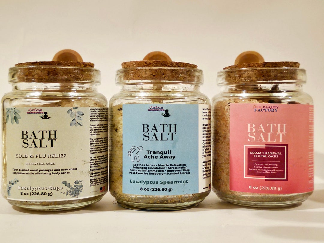 Bath Salt in Glass Jar Tranquil Ache Away Bath Salt - Etsy