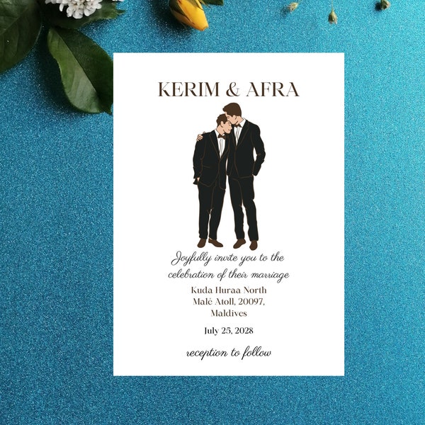 LGBTQ Wedding Invitation, Unique Wedding Invitation, Gay Wedding Invitation, Electronic Wedding Invitation, Digital, Downloadable, Editable