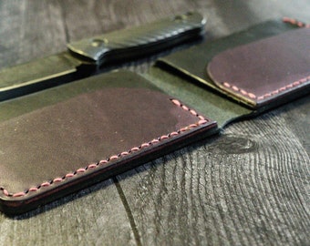 Black Leather Wallet EDC Leather Card Wallet Gift for Men Minimalist Card holder parents front pocket wallet mens anniversary gift Christmas