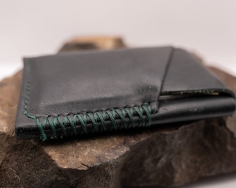 Black Leather Wallet EDC Leather Card Wallet Gift for Men Minimalist Card holder parents front pocket wallet mens anniversary gift Christmas
