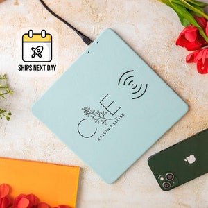 Monogrammed Wireless Charger Pad, Leather Wireless Mousepad, Charging Mouse Pad, Desk Accessories, Personalized Charger Mousepad, Gamer Gift