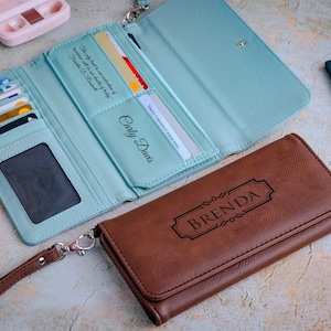 Engraved Leather Women Wallet, Customized Women Purse, Mothers Day Gift, Womens Leather Wallet, Gift For Her, Gift For Mom, Christmas Gift