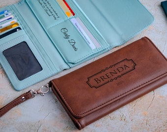 Engraved Leather Women Wallet, Customized Women Purse, Mothers Day Gift, Womens Leather Wallet, Gift For Her, Gift For Mom, Christmas Gift