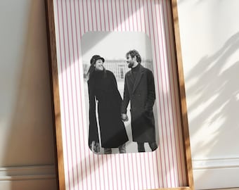 Custom Photo Frame, Striped Print Wall Art, Personalized Keepsake Gift