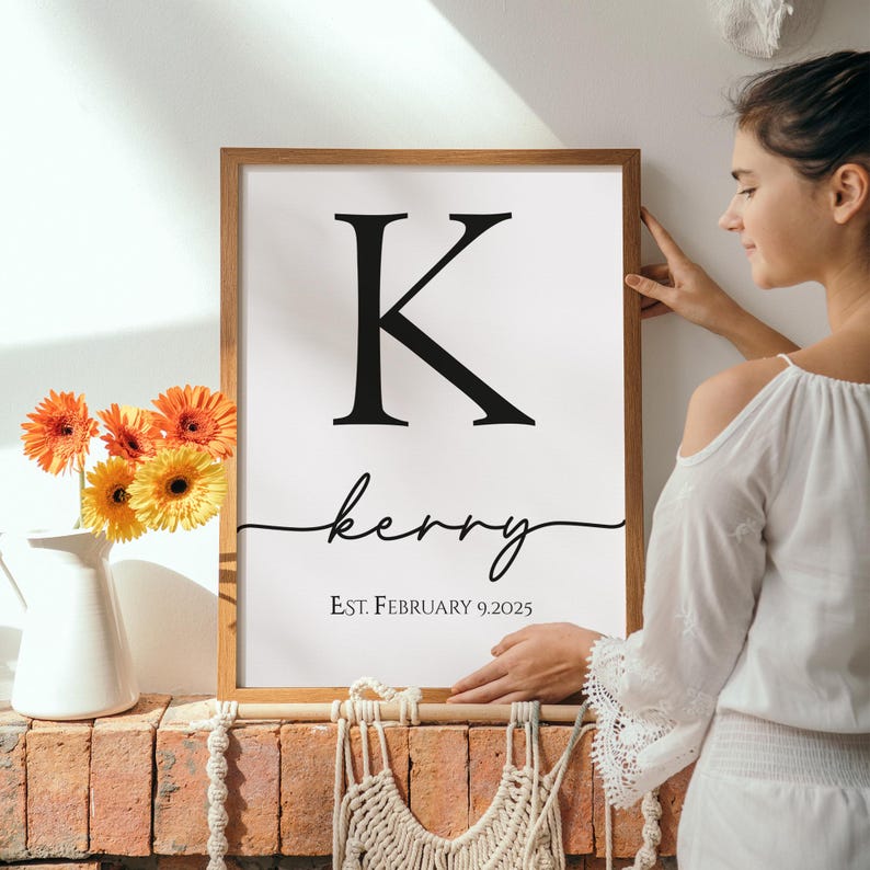 Custom Name Wall Frame, Frame With Name Print, Personalized Birthday ...