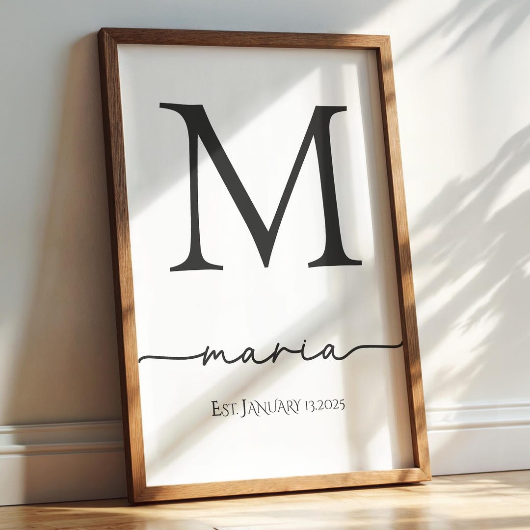 Custom Name Wall Frame, Frame With Name Print, Personalized Birthday ...