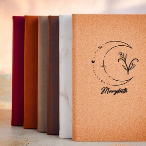 Personalized Zodiac Moon Monogram Engraved Journal, Custom Notebook, Astrology Gift, Zodiac Gift, Grimoire Dream Journal, Gift for Her