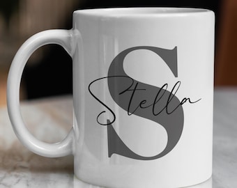 Personalized Initial Mug, Custom Name Ceramic Coffee Cup