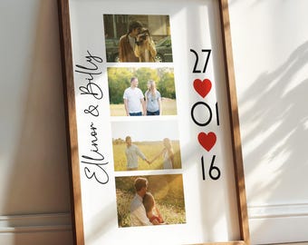 Personalized Photo Collage Frame, Anniversary Gift, Romantic Wall Decor