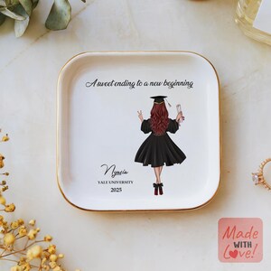 Personalized Graduation Jewelry Dish, Custom Graduation Gifts for Her, Class of 2025, Masters Degree Gift, Trinket Dish, PHD Graduation