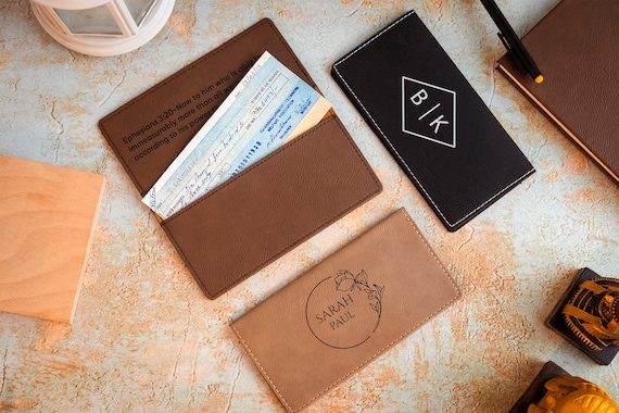 Personalized Checkbook Leather Checkbook Cover, Custom Checkbook