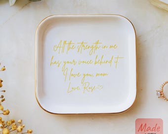 Personalized Ceramic Jewelry Dish, Custom Mom Gift
