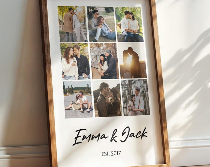 Personalized Photo Collage Framed Wall Art, Anniversary Gift