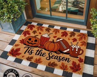 Tis The Season Doormat, Halloween Decor, Fall Decor, Coir Doormat, Halloween Gift, Pumpkin Doormat, Housewarming Gift, Fall Porch Decor