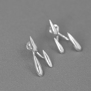 Boucles doreilles Raindrop Style Minimaliste Niche Design Argent Sterling Cadeau Unsex Bijoux uniques image 2