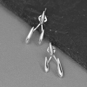 Boucles doreilles Raindrop Style Minimaliste Niche Design Argent Sterling Cadeau Unsex Bijoux uniques image 4