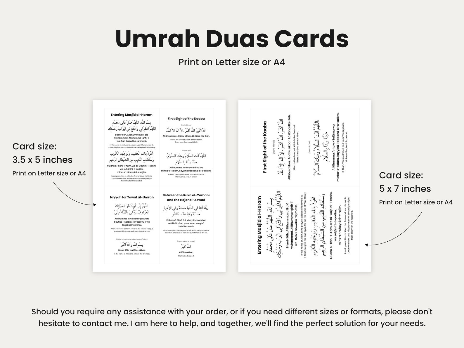 Printable Umrah Dua Cards Arabic, Transliteration, English Translation ...
