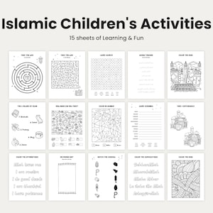 Islamic Children's Activity Printable Sheets, Muslim Kids Activity, Islamic Worksheets, Coloring & Learning, Educational, Muslim development