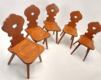 Sedie da pranzo brutaliste - 1 di 4 pezzi / Sedia da pranzo rustica in legno in design rustico in stile rustico / retrò della metà del secolo 1970