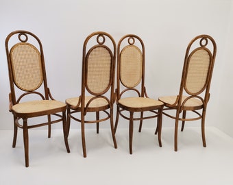 1 of 4 Thonet No. 17 high back dining chairs / 80s Yugoslavia dining table set / Mid-century Modern Home / Bentwood and rattan dining chair