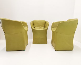 1 of 2 RESEVED Bloomy easy chairs in olive green leather by Patricia Urquiola for MOROSO / Modern office chair / Modern dining chair