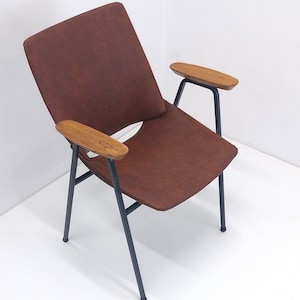 Vintage Niko Kralj Schalensessel / Schreibtischstuhl Jugoslawien / Braunes Kunstleder / Schreibtischstuhl / Mid-Century Modern Home